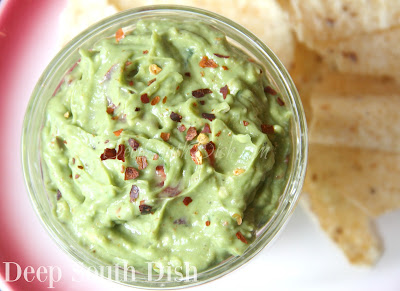 Guacamole, made with a little Deep South regional influence, incorporating some spicy Louisiana flavor.