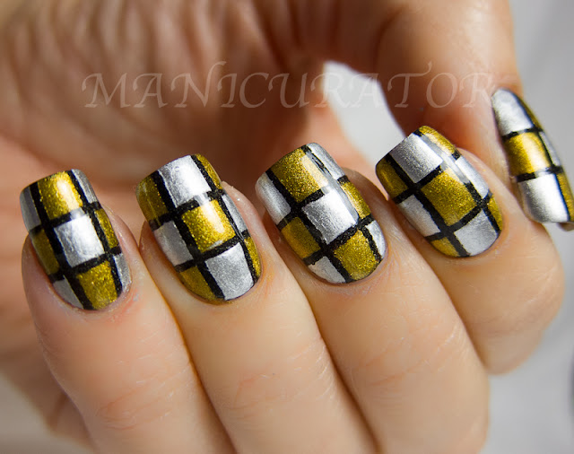 31DC: Day 8 - Metallic (Checkerboard nail art)