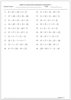 Homework order of operations