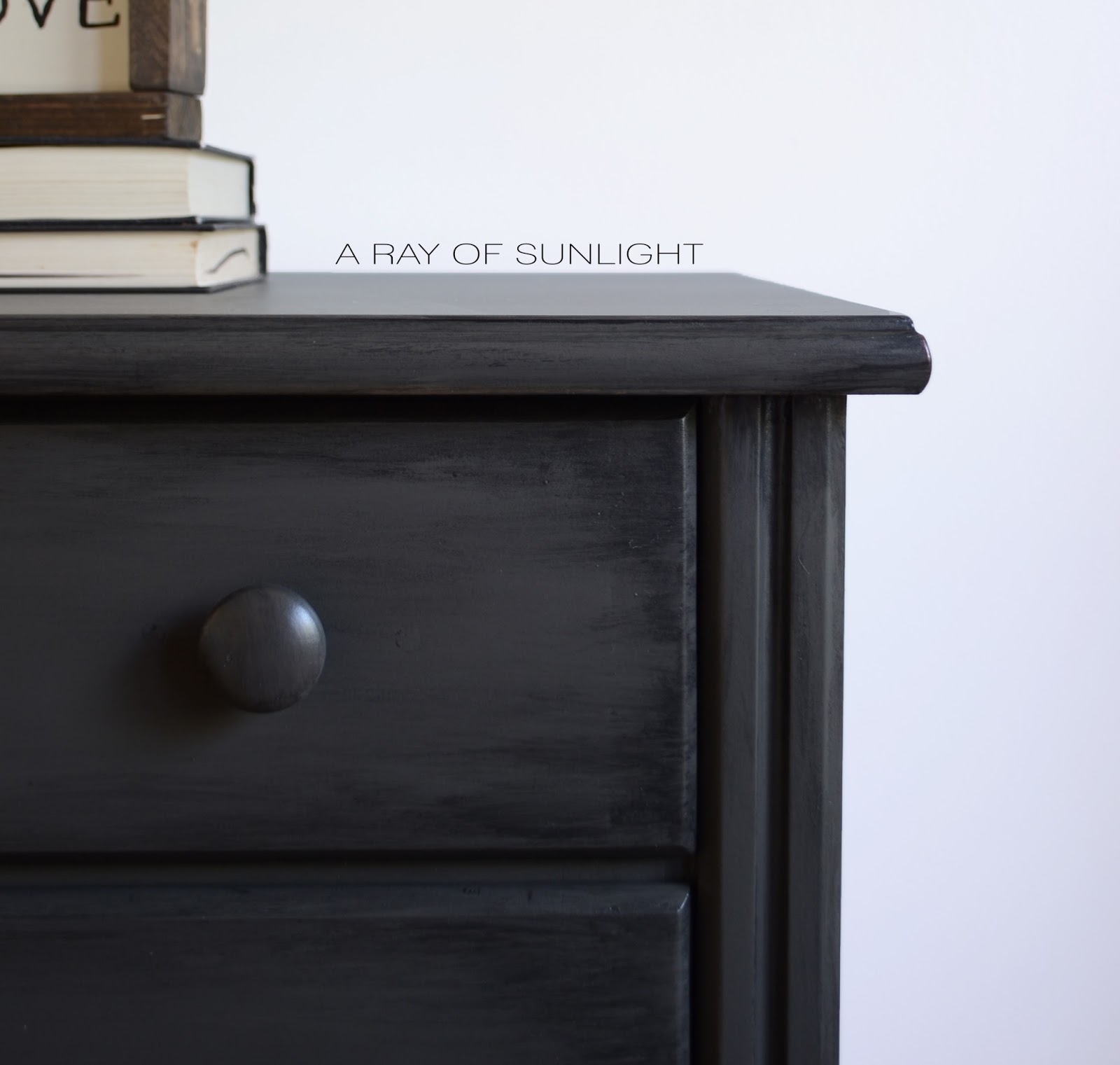 His and hers mismatch grey nightstands or dressers in Urbane Bronze with black antique glazing by A Ray of Sunlight
