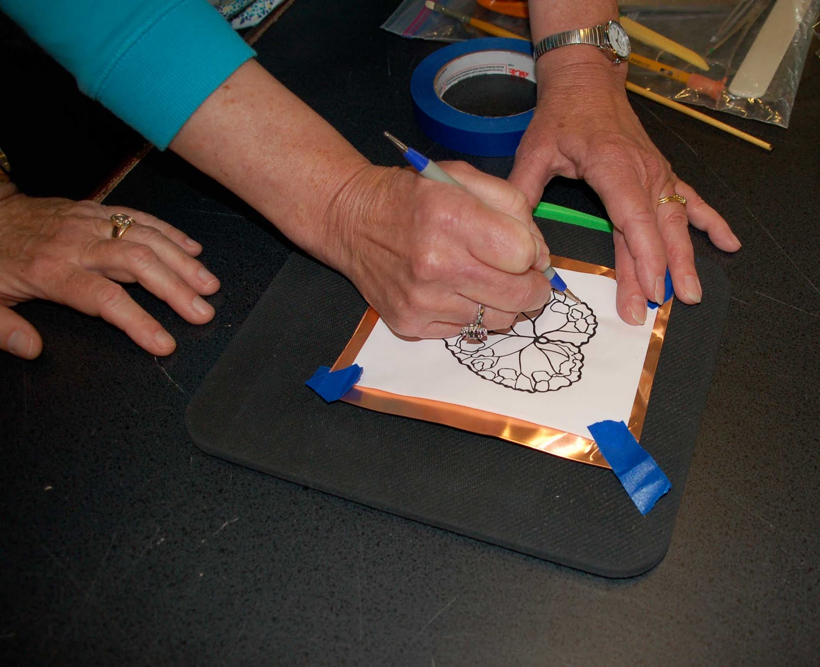 North Redwoods Book Arts Guild Embossed Copper Photos