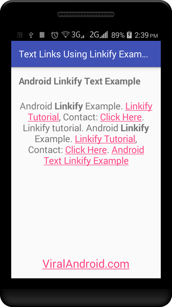 Android Linkify Example: How to add Links to Text in Android