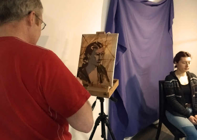 Oils study portrait on canvas blocking in demonstration Rathmines Art workshop Oils study portrait on canvas blocking in demonstration Rathmines Art workshop