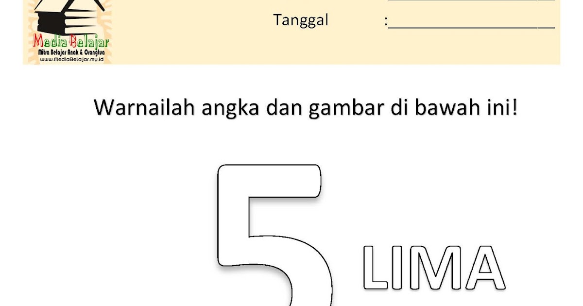 Mewarnai Angka 5 Lima Dan Mewarnai Gambar Minuman Media Belajar
