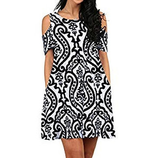 5 Things You Should Know About Women's Summer Cold Shoulder Floral Printed Swing T-Shirt Loose Dress With Pockets. this image relates ZESICA Women's Summer Cold Shoulder Floral Printed Swing T-Shirt Loose Dress with Pockets