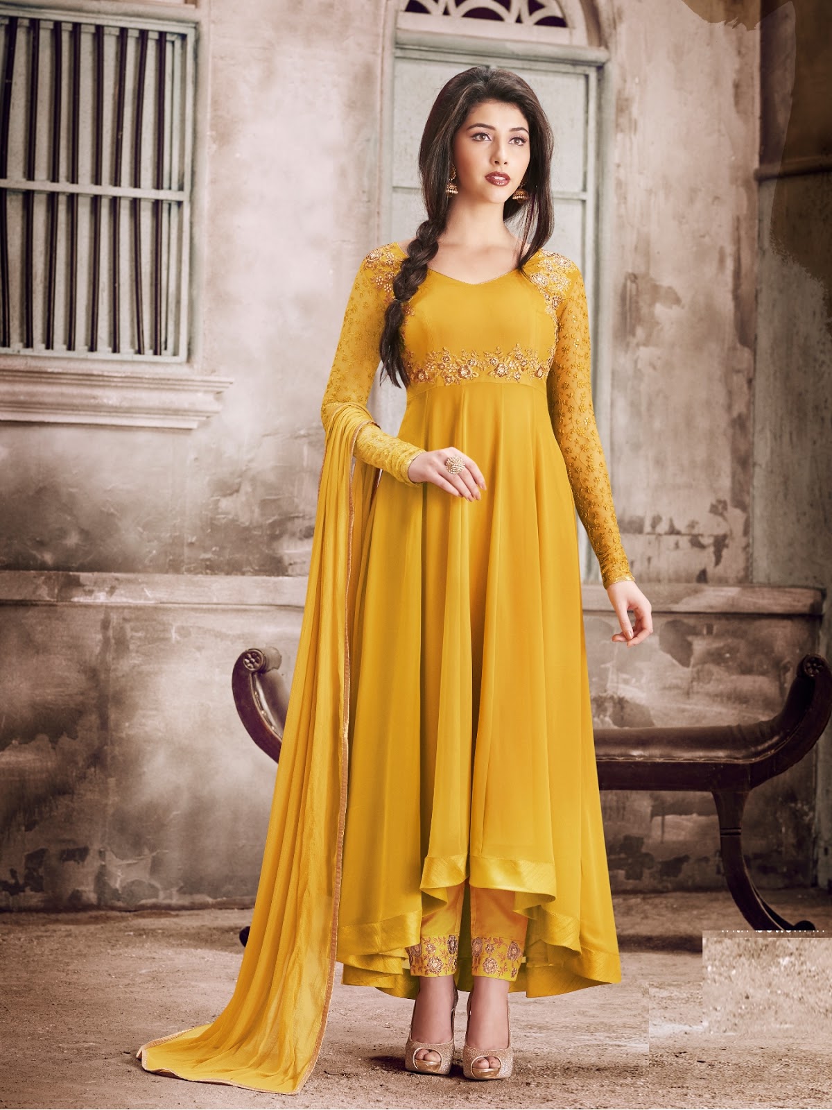 knee length anarkali suits