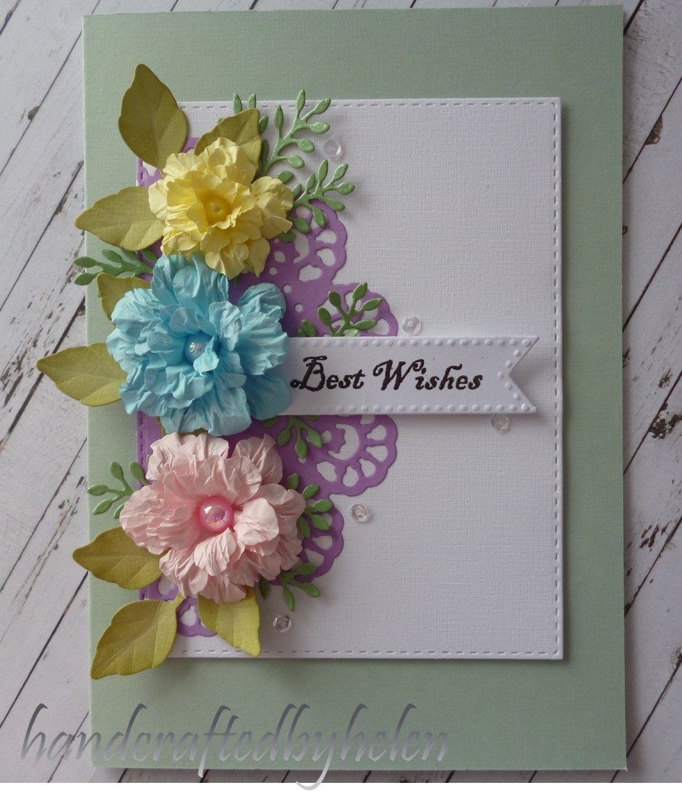 trio of scrunched flowers card
