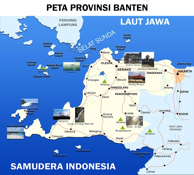 Gambar Peta Banten lengkap 4 Provinsi dan 4 Kota