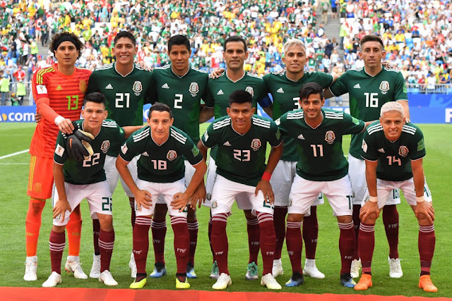 SELECCIÓN DE MÉXICO - Temporada 2017-18 - Guillermo Ochoa, Edson Álvarez, Hugo Ayala, Rafa Márquez, Carlos Salcedo y Héctor Herrera; Hirving Lozano, Andrés Guardado, Jesús Gallardo, Carlos Vela y Javier Chicharito Hernández. SELECCIÓN DE BRASIL 2 (Neymar, Firmino) SELECCIÓN DE MÉXICO 0. 02/07/2018. XXI Copa Mundial de la FIFA Rusia 2018, octavos de final. Samara, Rusia, Samara Arena.