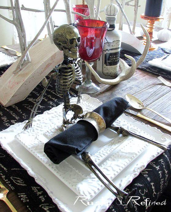 Halloween Tablescape for an adult dinner party.