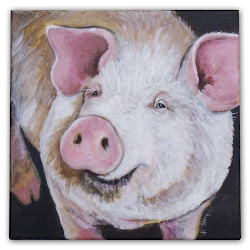 pig painting paintings looking happy