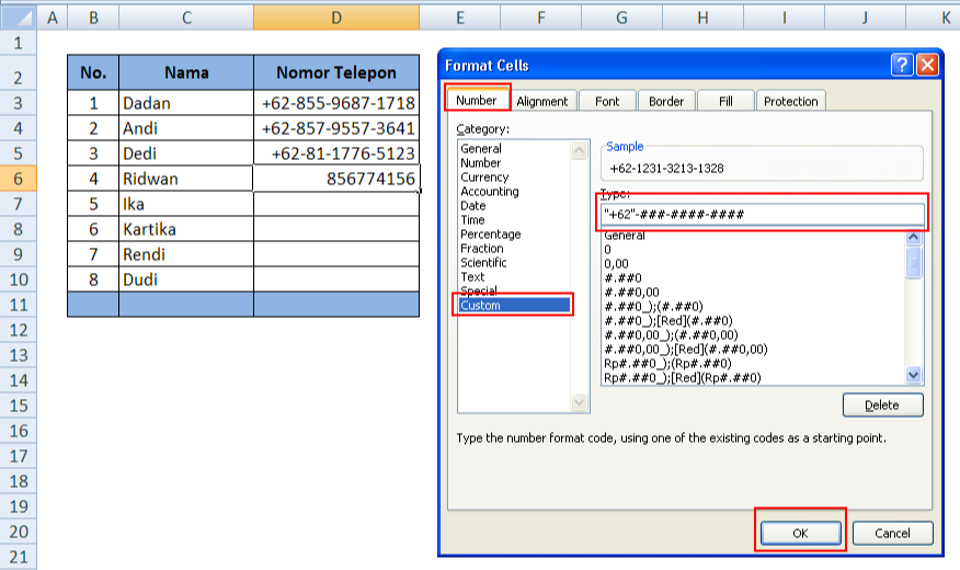 Membuat Format Otomatis Untuk Input Nomor Telepon Dalam Microsoft Excel Adhe Pradiptha