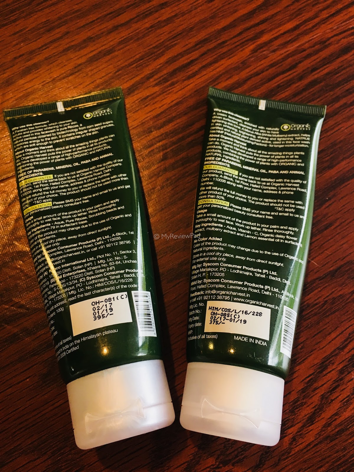 MyReviewPad Review Organic Harvest Face Wash