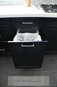 Pull out double trash can drawer :: OrganizingMadeFun.com