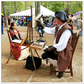 Sitting for a Portrait Painting at King Richard's Faire  |  3 Garnets & 2 Sapphires
