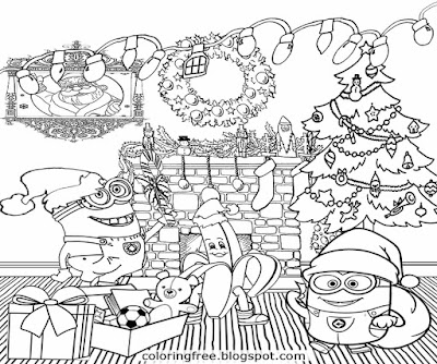 Easy Art Funny Minions Party Time Lovely Tree Happy Christmas Minion Coloring Pages For Young Adults