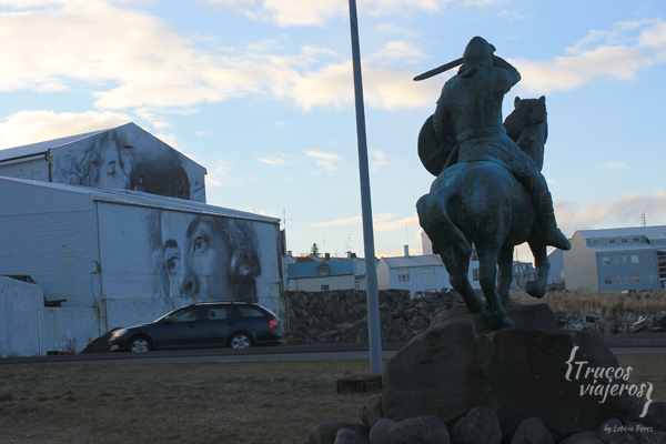 viking statue and graffiti reykjavik