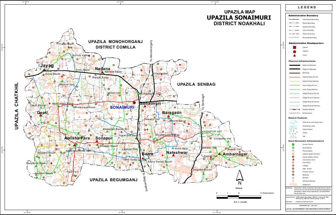 Sonaimuri Upazila Map Noakhali District Bangladesh