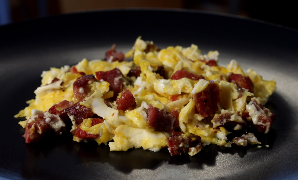 The 99 Cent Chef Corned Beef with Scrambled Eggs Video Recipe