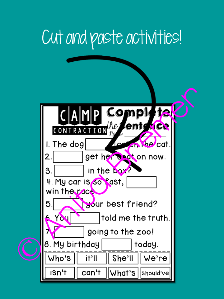 8 engaging literacy center activities for students to learn about contractions! #contractions #literacy #2ndgrade #1stgrade #literacycenters #wordwork