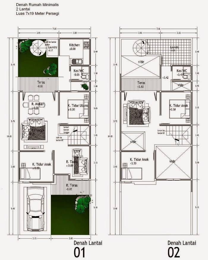 Kumpulan Gambar Denah Rumah Minimalis 2 Lantai Modern - Desain Rumah