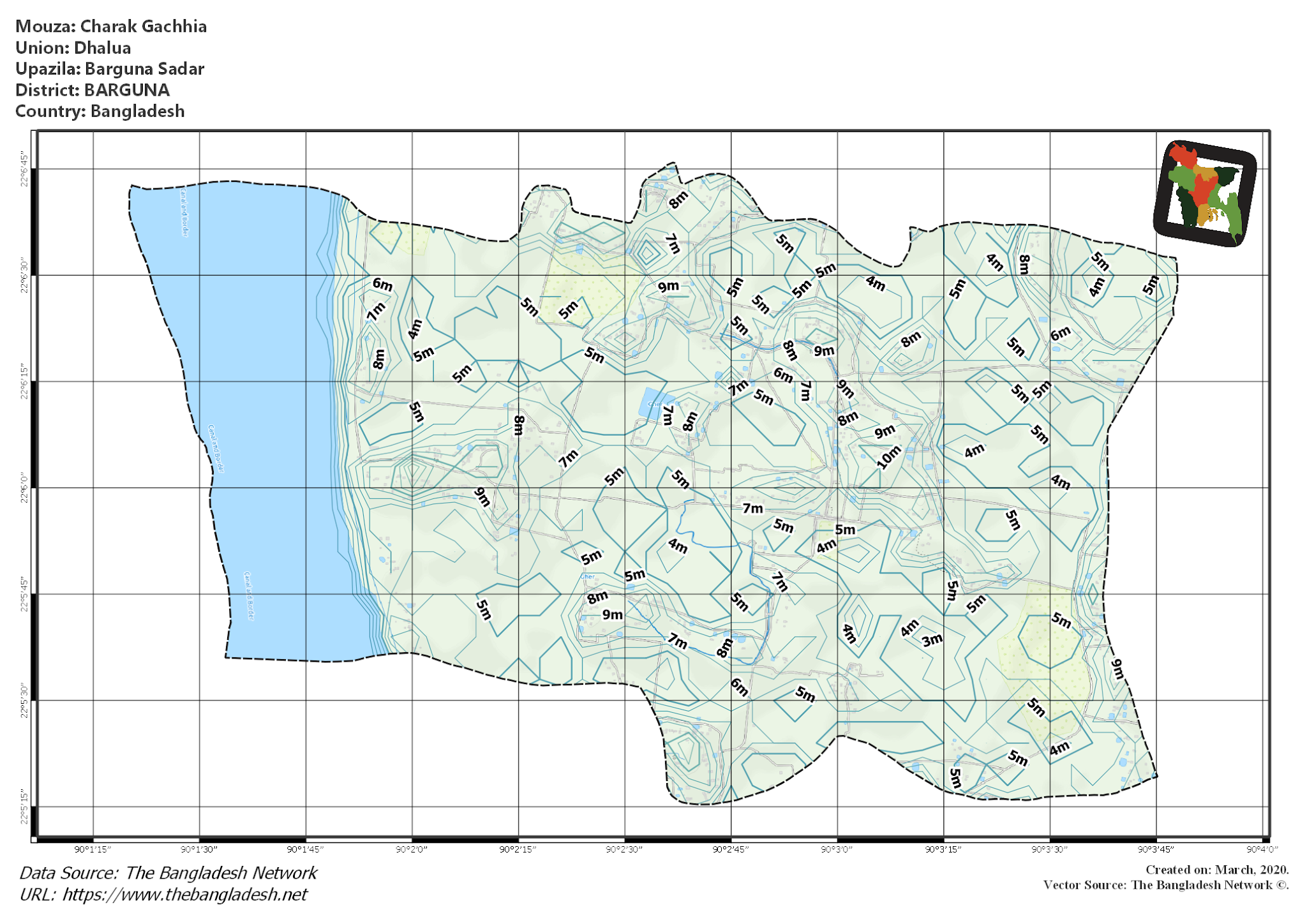 Map of Charak Gachhia Mouza of Barguna Sadar Upazila, BARGUNA Map of Charak Gachhia Mouza of Barguna Sadar Upazila, BARGUNA, Bangladesh.