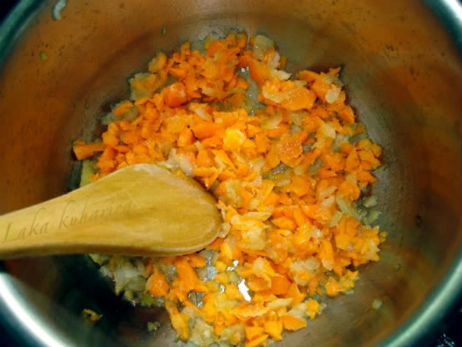 chopped carrot and onion in butter