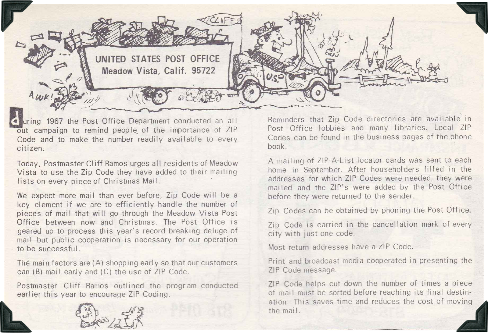 Meadow Vista View Magazine Meadow Vista History 1967 Post Office