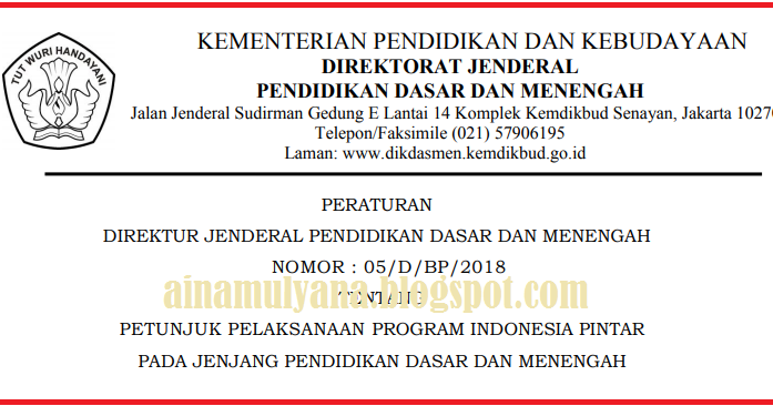 Juknis Program Indonesia Pintar (Pip) Jenjang SD Smp Sma