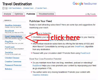 Steps for setup Google FeedBurner to enable Email Subscriptions in blogger