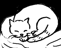 White cat sleeping. Drawing by David Borden