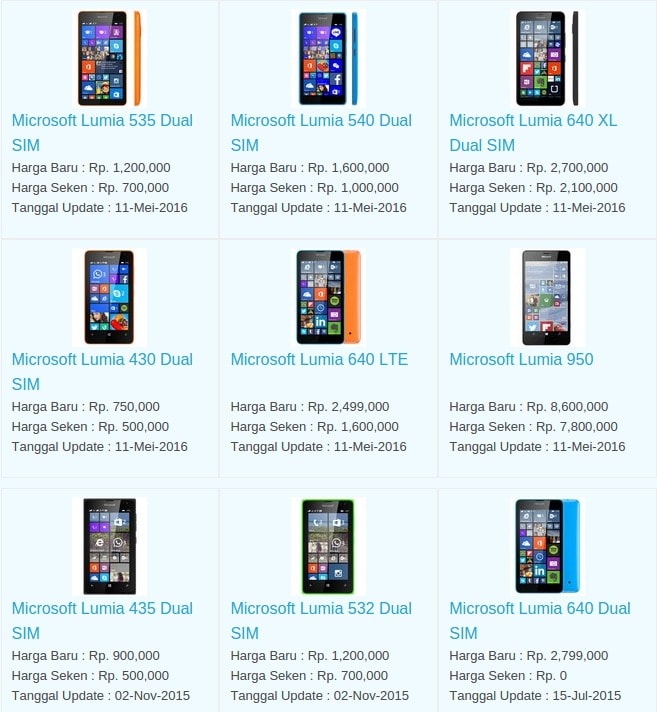 Daftar Harga Hp Terbaru Microsoft Juni 2016 Daftar Harga Hp Terbaru Microsoft Juni 2016