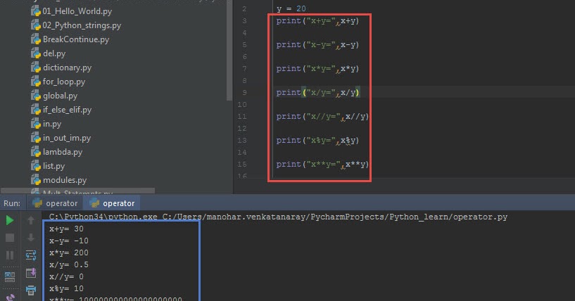 Share my learning's: 6)Python Operators