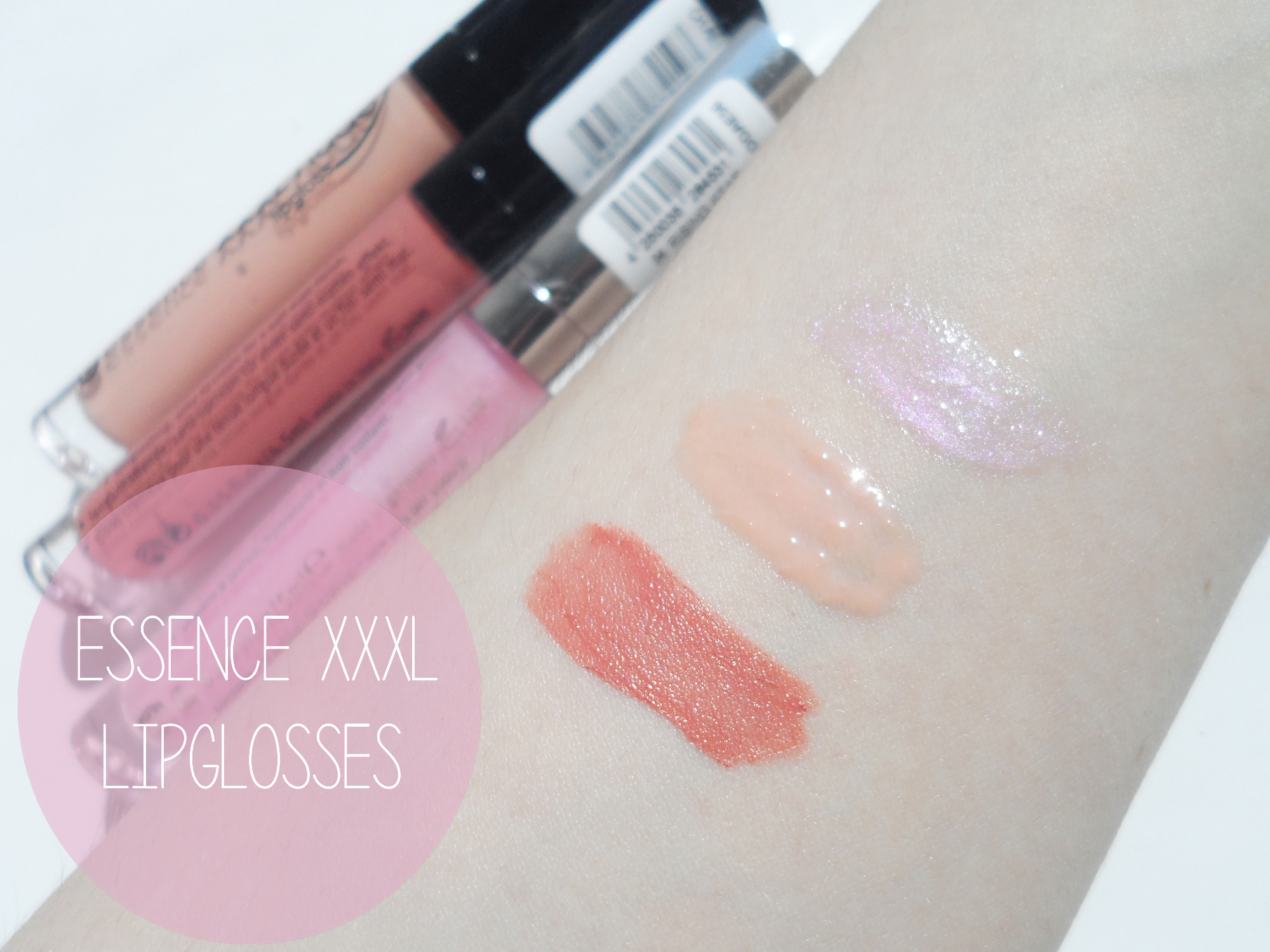 top 3 Essence Lip Glosses, beauty Review with Swatches and pictures by blogger liz breygel: rising star, soft nude, just nude