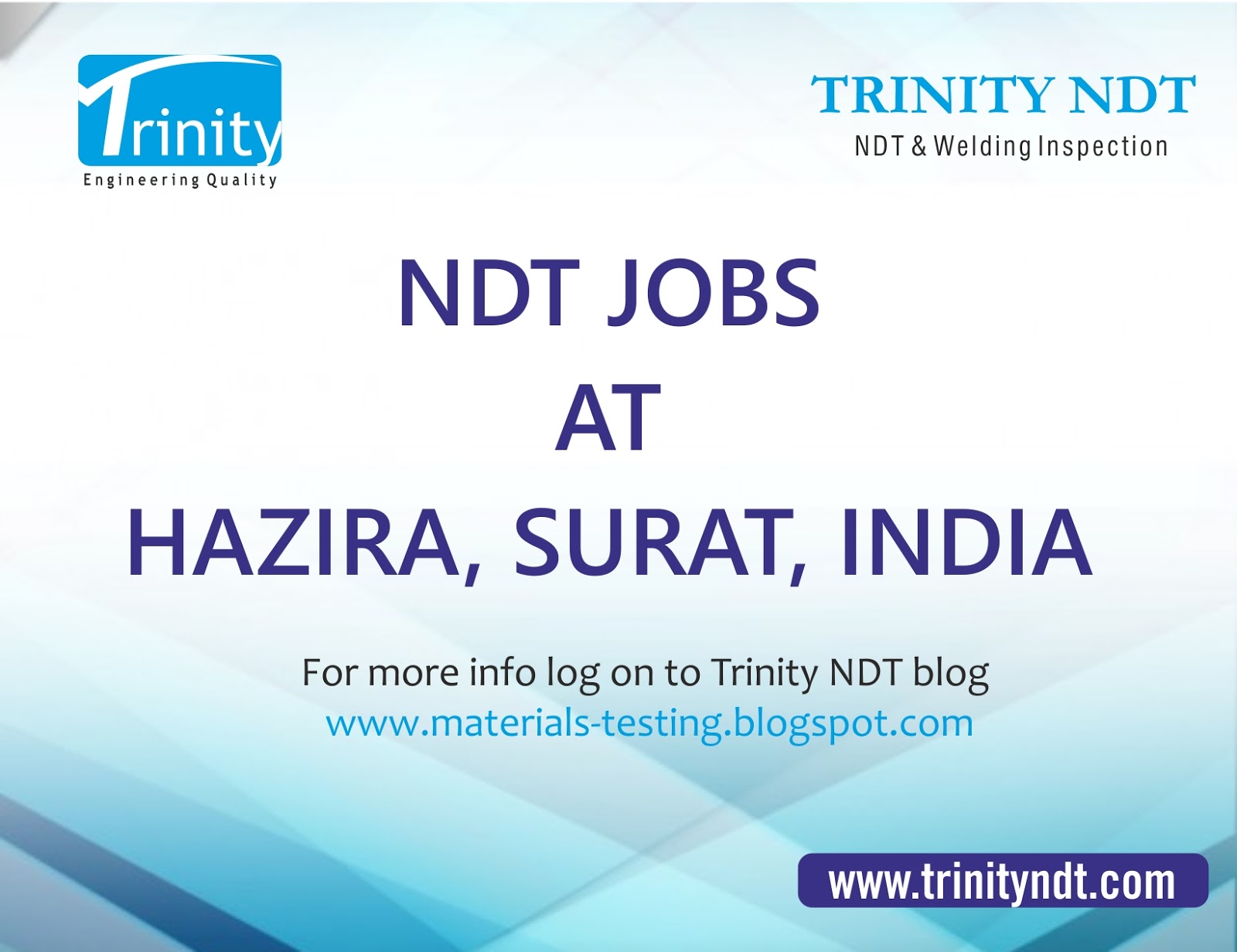 ndt india hazira gujarat surat jobs company requirement reputed personnel following hyderabad chennai kolkata welding mumbai delhi training