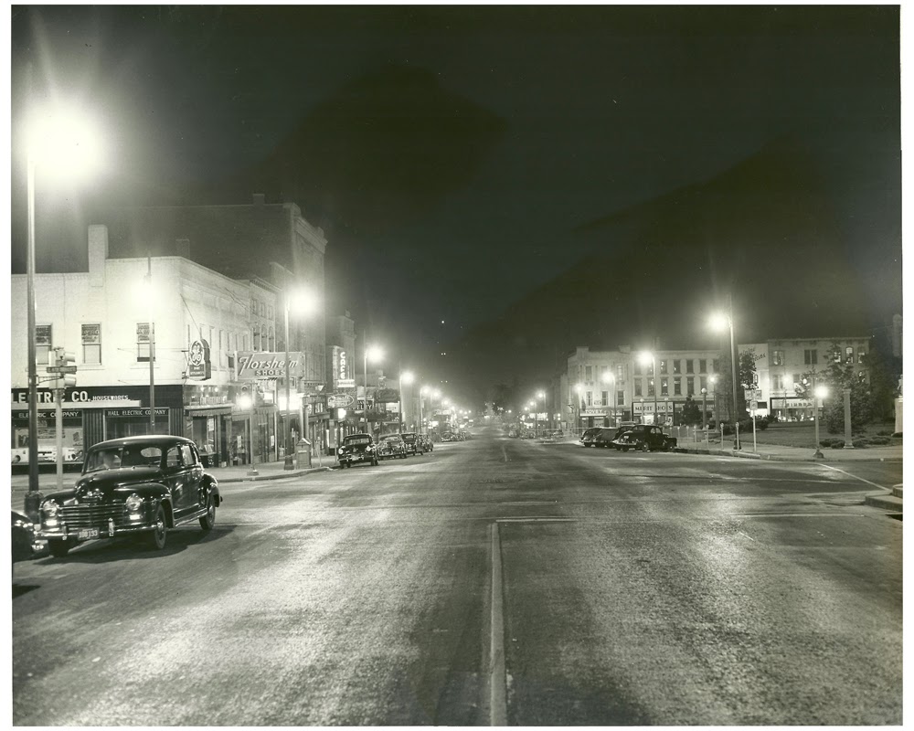 Walnut at night. Bloomington Indiana, circa mid 1940's