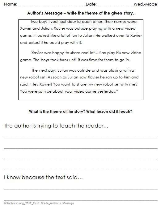 Fanciful First Grade: Author's Message Day 3