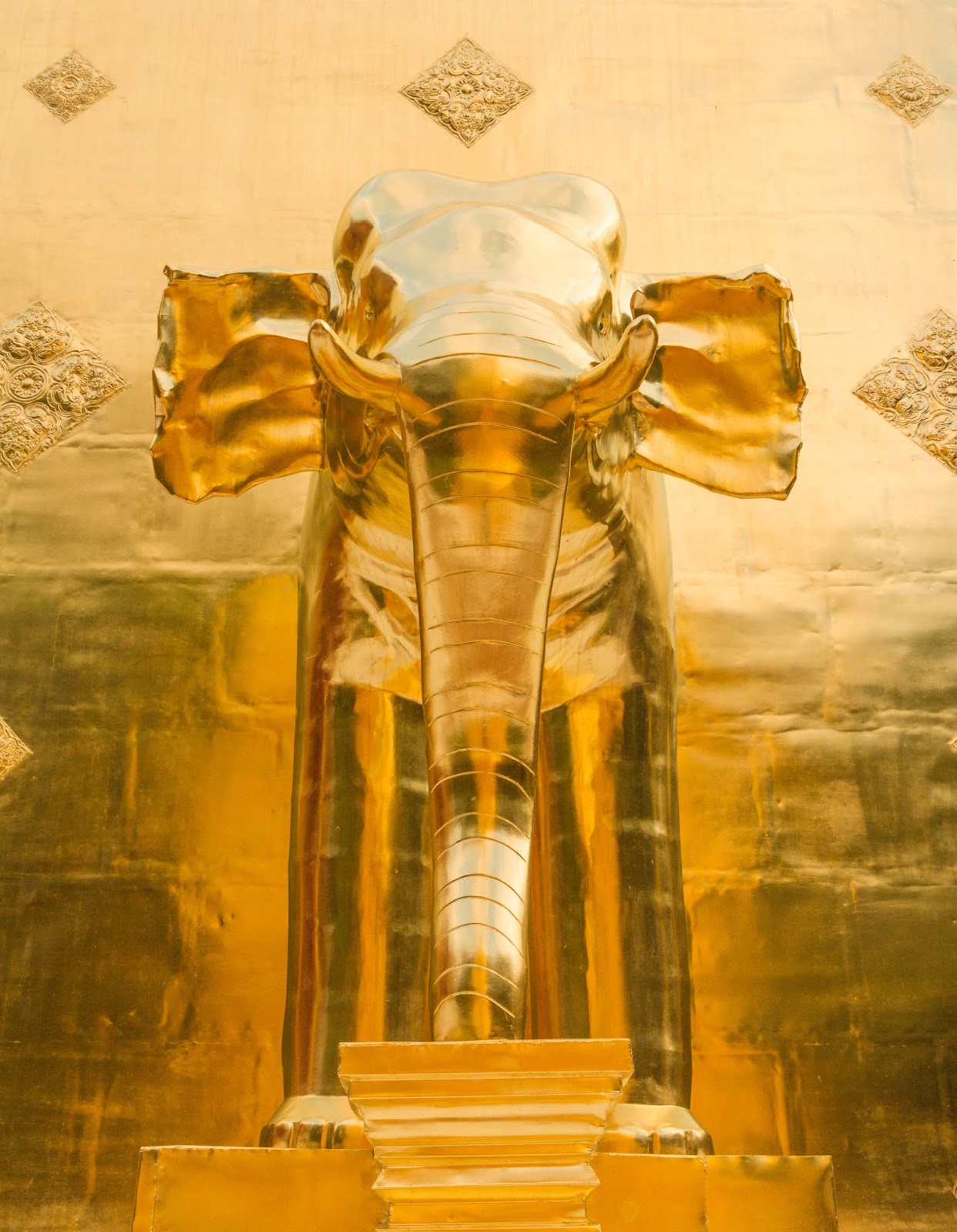 Gold Elephant at Wat Phra Singh Temple, Chiang Mai Thailand