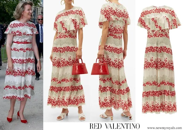Queen Mathilde wore RED VALENTINO Floral-print silk crepe de Chine dress