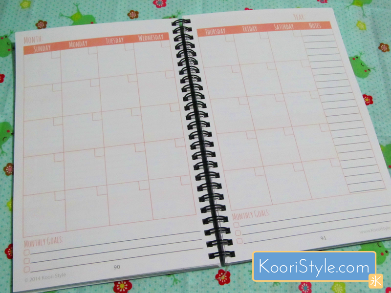 Weekly and Monthly Blog Planner Printable PDF at KooriStyle.com Cute Kawaii Koori Style KooriStyle Weekly Monthly Blog Planner Agenda Organization Printable PDF Blogging