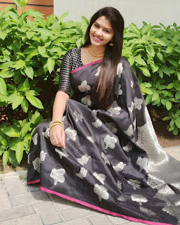 Saravanan Meenatchi Rachitha In Black Designer Saree Stills