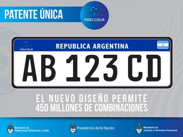 La nueva patente Mercosur regirá en Argentina a partir de Enero del 2016