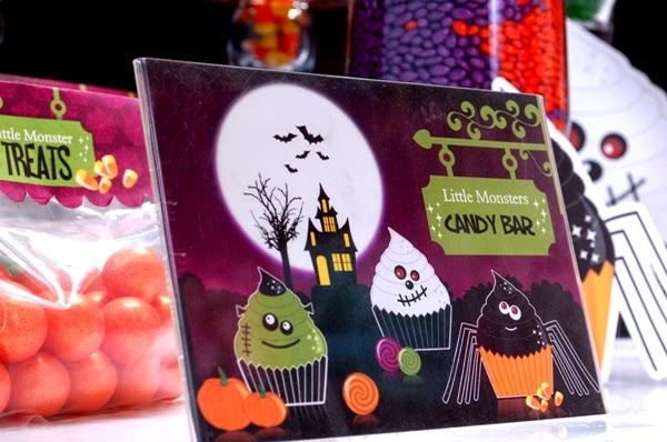 A Halloween Little Monsters Candy Buffet - via BirdsParty.com