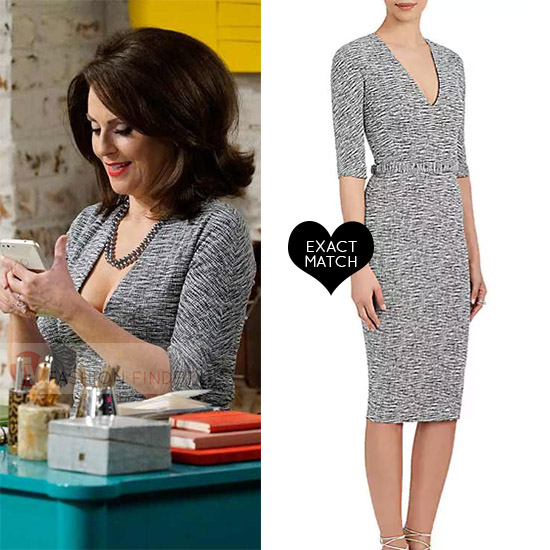 Karen Walker in grey vneck midi dress on Will and Grace season 9