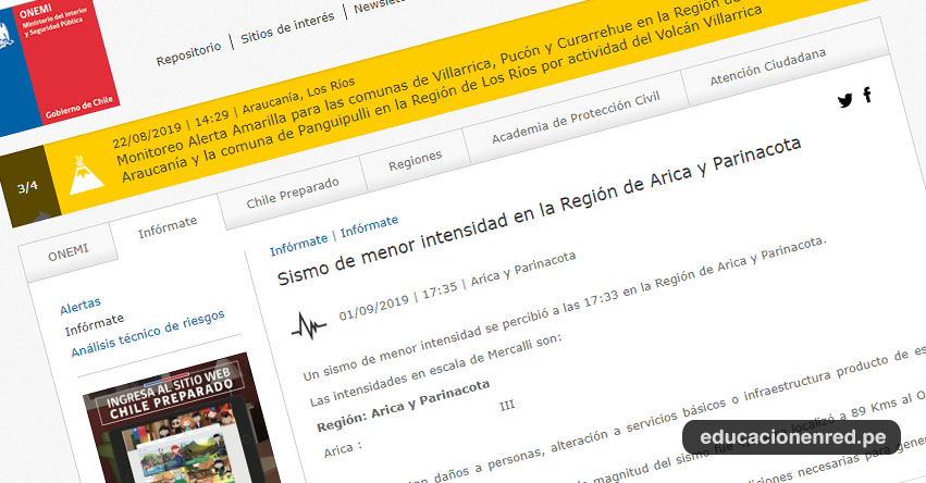 Temblor en Chile de Magnitud 4.8 y Alerta de Tsunami (Hoy Domingo 1 Septiembre 2019) Sismo - Terremoto - Epicentro - Arica - Parinacota - ONEMI - www.onemi.cl Temblor en Chile de Magnitud 4.8 y Alerta de Tsunami (Hoy Domingo 1 Septiembre 2019) Sismo - Terremoto - Epicentro - Arica - Parinacota - ONEMI - www.onemi.cl