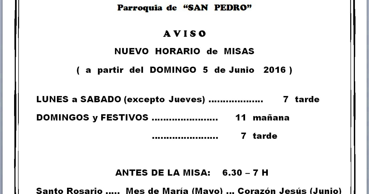 HORARIO MISA JEREZ FRONTERA horario misa jerez frontera: