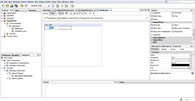 Menu Bar pada Java Swing dengan Netbeans