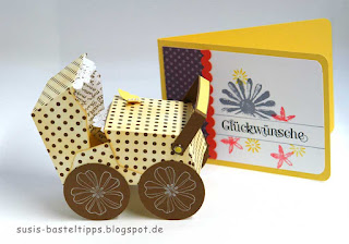 mit Karte Kinderwagen und Glückwunschkarte zur Geburt aus Stampin Up Stanze Umschläge für Big Shot