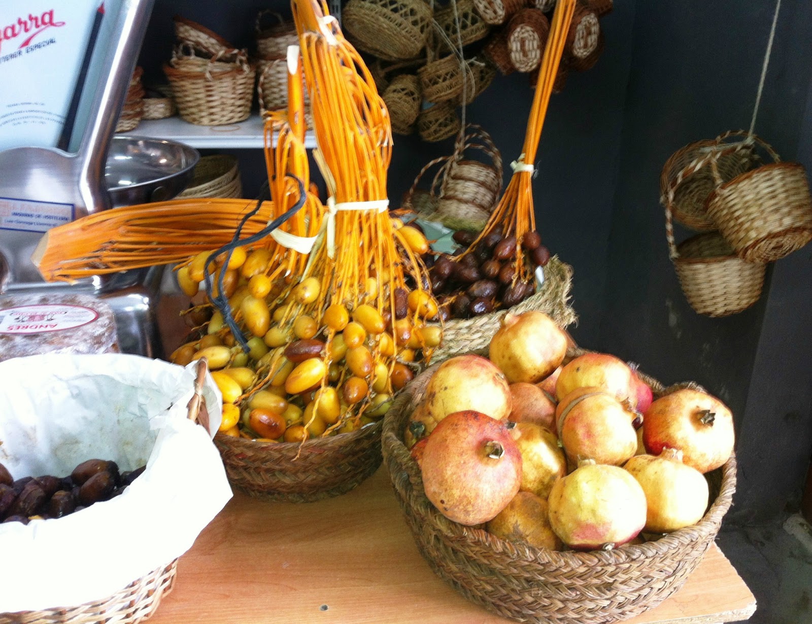 Fig bread (pan de higo), dates and pomegranates