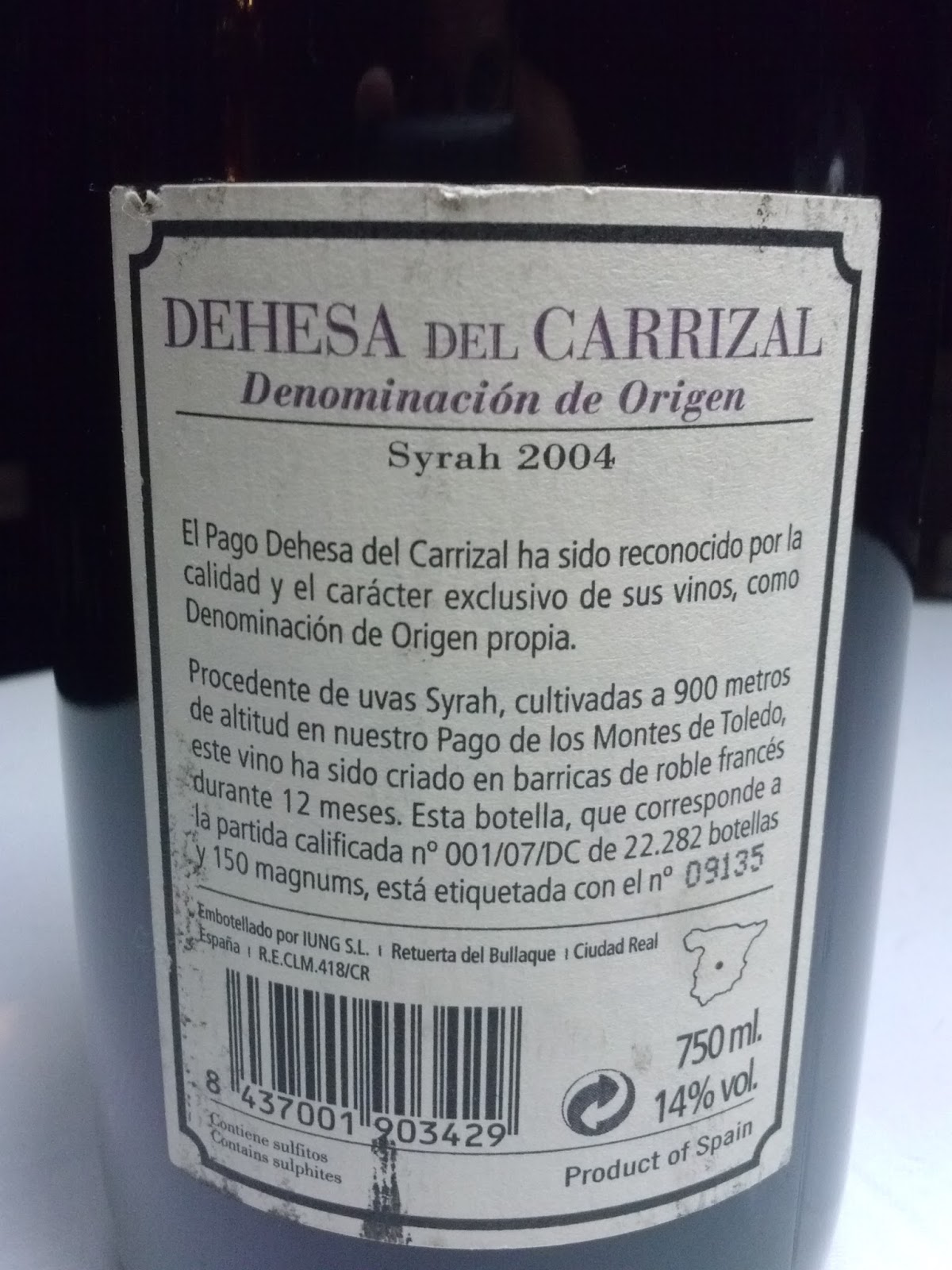 "De copas con Baco" DEHESA DEL CARRIZAL SYRAH 2004, la espera mereció